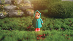 Child In Raincoat Animated Desktop Wallpaper