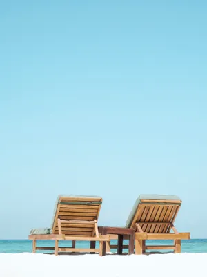 Chill Wooden Beach Loungers Wallpaper