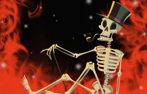 Chilling Halloween Skeleton With Creepy Grin Wallpaper