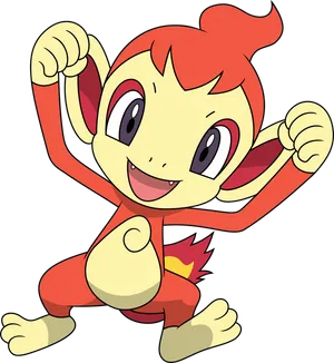 Chimchar Flexing His Arms Illustration Wallpaper