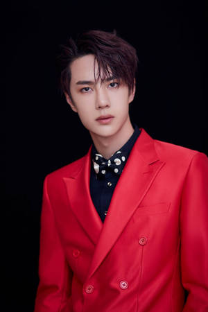 Chinese Actor Wang Yibo In A Stunning Red Outfit On The Set Of Produce 101. Wallpaper