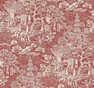 Chinoiserie Red Background Wallpaper