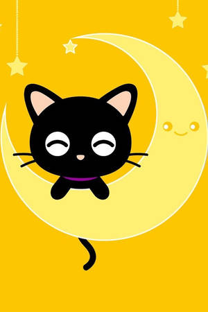 Chococat On Yellow Moon Wallpaper