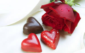Chocolates And Rose Flower Wallpaper