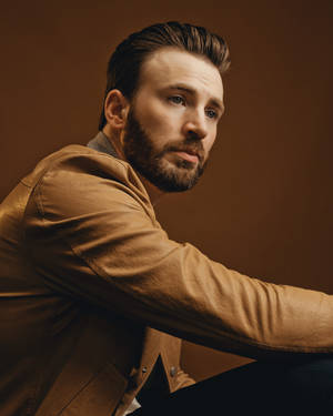 Chris Evans In Brown Jacket Wallpaper