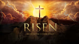 Christ Is Risen Cross Shimmering Thunder Wallpaper