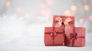 Christmas Aesthetic Red Gifts Wallpaper
