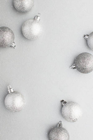 Christmas Aesthetic Silver Balls Wallpaper
