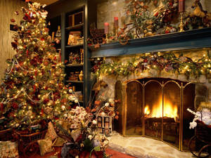 Christmas Desktop Fireplace Wallpaper