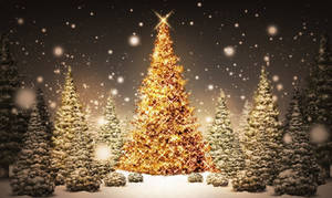 Christmas Desktop Golden Tree Wallpaper