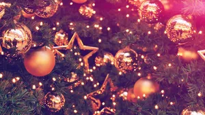 Christmas Laptop Background With Christmas Baubles Wallpaper