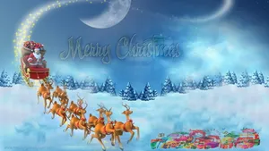Christmas Laptop Sleigh Holiday Greetings Wallpaper