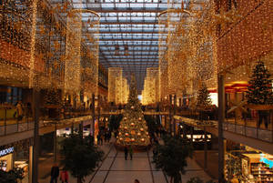 Christmas Light Shopping Mall Wallpaper