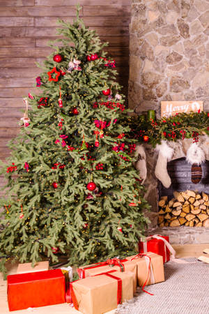 Christmas Tree With Gifts Wallpaper