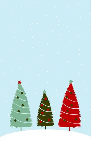 Christmas Trees Snowfalli Phone Wallpaper Wallpaper