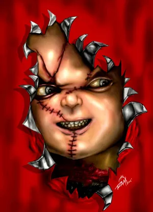 Chucky With Stitches Art Wallpaper