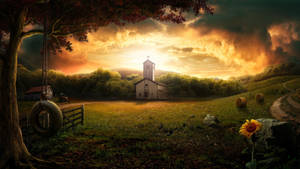 Church In Barn Photoshop Hd Wallpaper