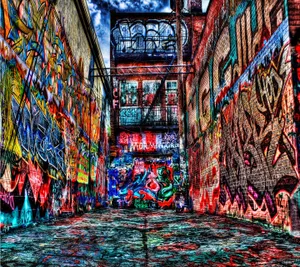 City Building Graffiti Wallpaper