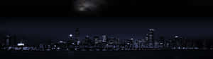 City Buildings Dark Triple Monitor Wallpaper