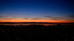 City Lights Night Moon Wallpaper