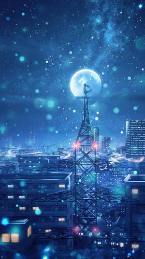 City Night Sky Anime Phone Wallpaper