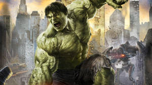 City, Robots, And Incredible Hulk Wallpaper