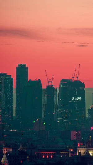 City Silhouette At Sunset Smartphone Background Wallpaper