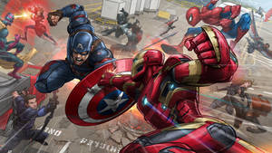 Civil War Illustrated Marvel Laptop Wallpaper