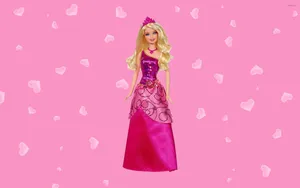 Classic Barbie Doll In Pink Dress Wallpaper