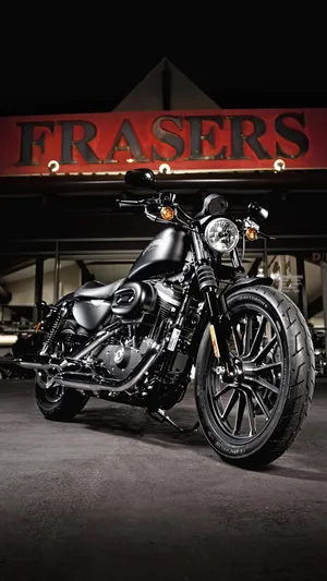 Classic Black Harley Davidson Motorcycle Mobile Wallpaper