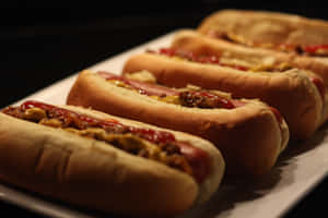 Classic Hot Dogs Row Wallpaper