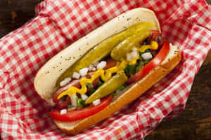 Classic Hot Dogwith Condiments Wallpaper