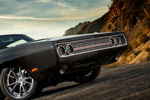 Classic Muscle Car Roadside Wallpaper