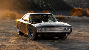 Classic Muscle Car Sunset Glow Wallpaper