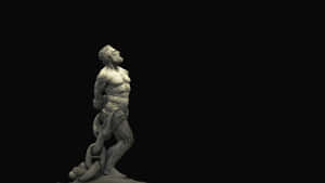 Classical Hero Sculpture Black Background Wallpaper