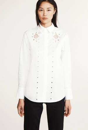 Claudie Pierlot White Button Down Shirt Wallpaper