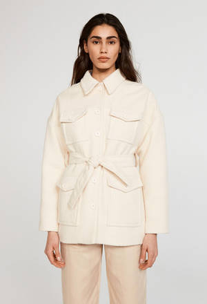 Claudie Pierlot White Coat With Belt Wallpaper