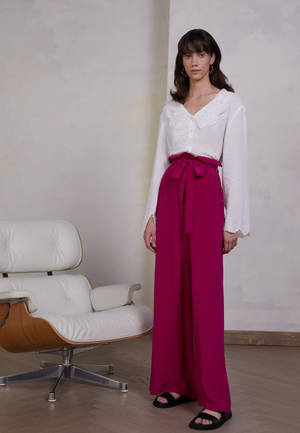 Claudie Pierlot White Top Magenta Pants Wallpaper