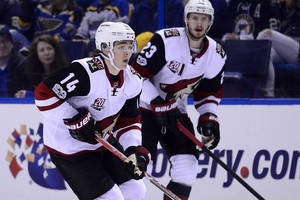 Clayton Keller Arizona Coyotes Vs. St. Louis Blues Wallpaper