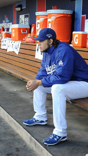 Clayton Kershaw On Bench Wallpaper