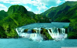 Cliff Edge Waterfall Hd Wallpaper