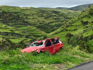 Cliffside Car Accident Wallpaper