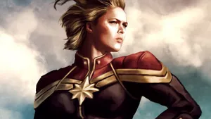 Close-up Captain Marvel Drawing Wallpaper
