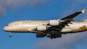 Close Up Shot Of Etihad Flying Plane Wallpaper