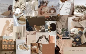 Clothing In Beige Background Collage Wallpaper