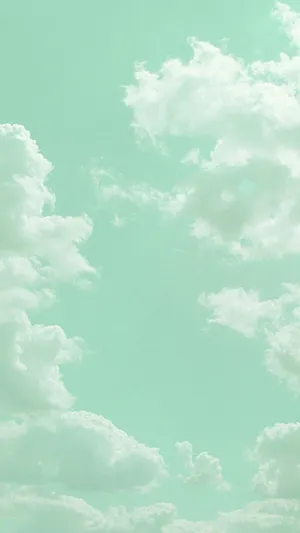 Cloudy Sky Mint Green Iphone Wallpaper