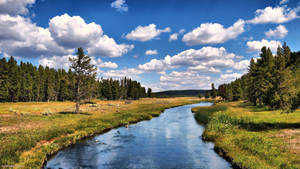 Cloudy Sky River View Wallpaper