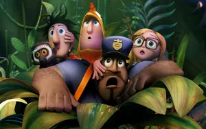 Cloudy With A Chance Of Meatballs 2 Characters Hiding Wallpaper