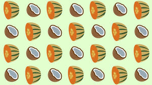 Coconut And Melon Slices Pattern Wallpaper
