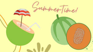 Coconut And Melon Tropical Fruits Summertime Wallpaper